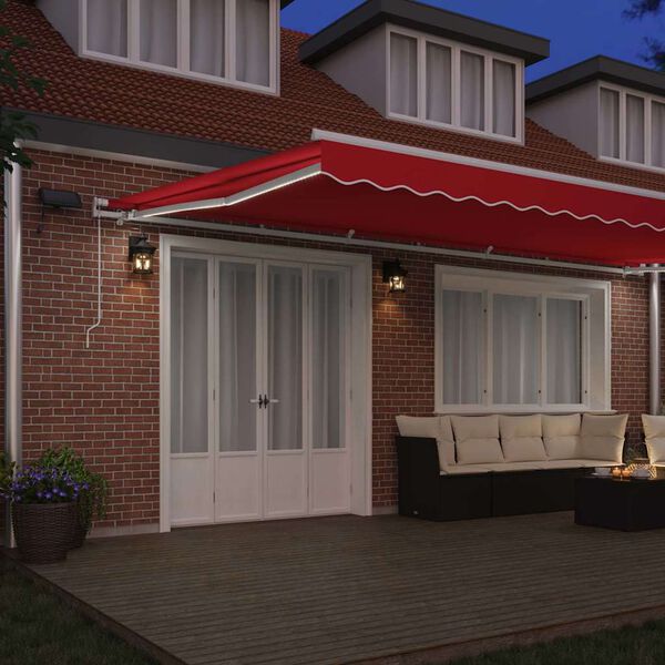 vidaXL Auvent R&eacute;tractable Rouge 600 &times; 350 cm Tissu et acier