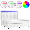vidaXL Sommier &agrave; lattes de lit matelas LED Blanc 180x200 cm Similicuir