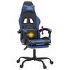 vidaXL Chaise de jeu pivotante et repose-pied Noir et bleu Similicuir