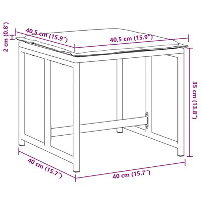 vidaXL Tabourets de jardin avec coussins 4pcs blanc acier et textilène