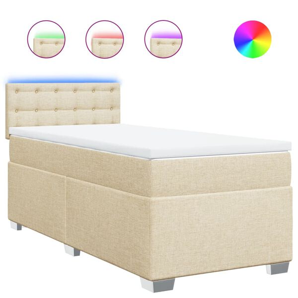 vidaXL Sommier &agrave; lattes de lit avec matelas Cr&egrave;me 100x200 cm Tissu
