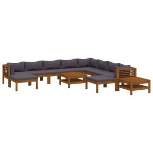 vidaXL Salon de jardin 12 pcs avec coussin Bois d'acacia solide