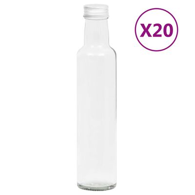 vidaXL Petites bouteilles en verre 260 ml avec bouchon à vis 20 pcs