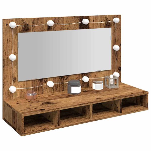vidaXL Armoire à miroir avec LED vieux bois 90x31,5x62 cm