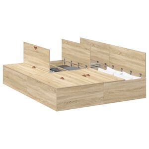 vidaXL Cadre de lit avec rangement Ch&ecirc;ne Sonoma 150 x 200 cm