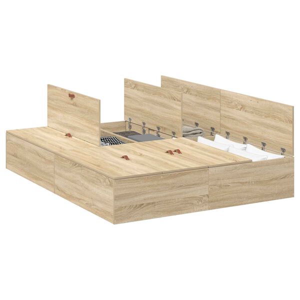 vidaXL Cadre de lit Ch&ecirc;ne sonoma 150 x 200 cm Bois d'ing&eacute;nierie