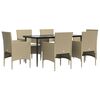 vidaXL Ensemble &agrave; manger de jardin coussins 7 pcs Beige/noir