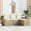 vidaXL Ensemble de Canap&eacute;s avec coussin 4 pcs Beige et cr&egrave;me polyrotin