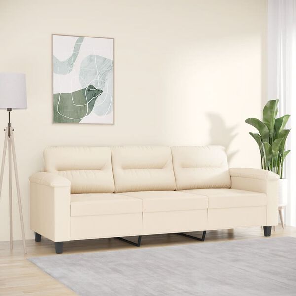 vidaXL Canap&eacute; &agrave; 3 places Beige 180 cm Tissu microfibre