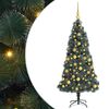 vidaXL Sapins de No&euml;l artificiels pr&eacute;-&eacute;clair&eacute;s avec ensemble de boules