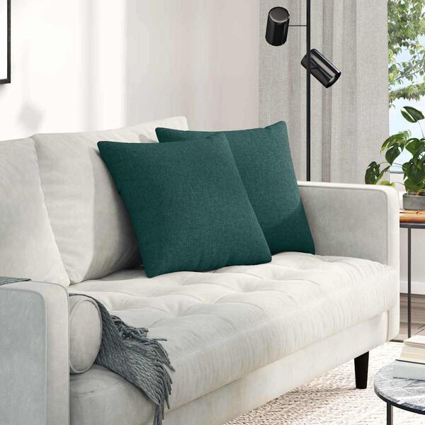 vidaXL Coussins de canap&eacute; 2 pcs Vert fonc&eacute; 45 x 45 cm tissu