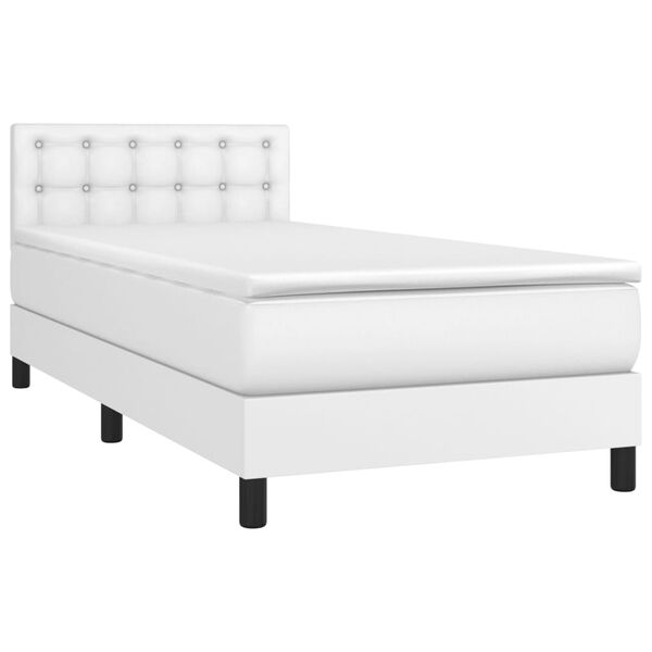 vidaXL Sommier &agrave; lattes de lit avec matelas et LED Blanc 100x200 cm