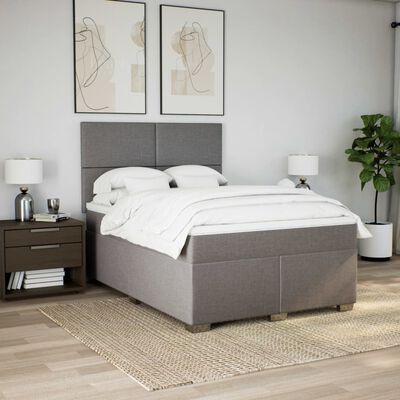 vidaXL Sommier à lattes de lit avec matelas Taupe 160x200 cm Tissu