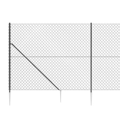 vidaXL Clôture à mailles losangées avec ancrage anthracite 1,6x25 m