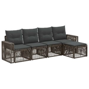 vidaXL Ensemble de canap&eacute; de jardin 5 pc Gris et Gris fonc&eacute; polyrotin