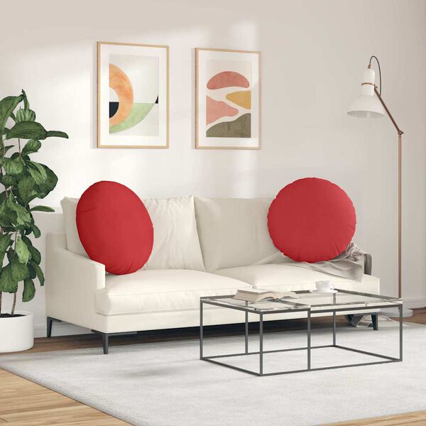 vidaXL Coussins de si&egrave;ge 2 pcs Rouge &Oslash;80 x 29 cm tissu