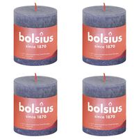 Bolsius Bougies pilier rustiques Shine 4 pcs 80x68 mm Bleu crépuscule