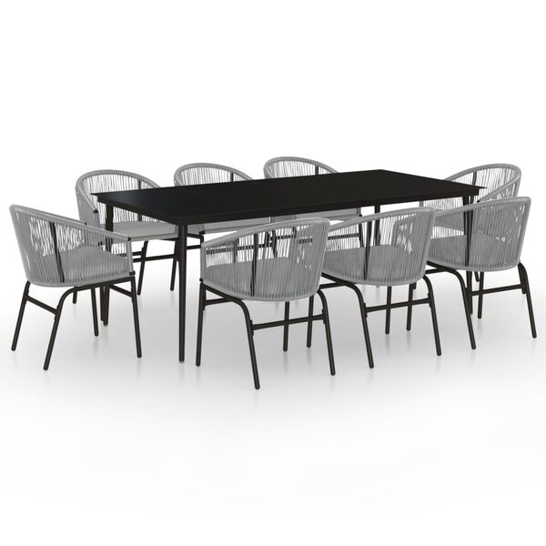 vidaXL Ensemble &agrave; manger de jardin 9 pcs Gris