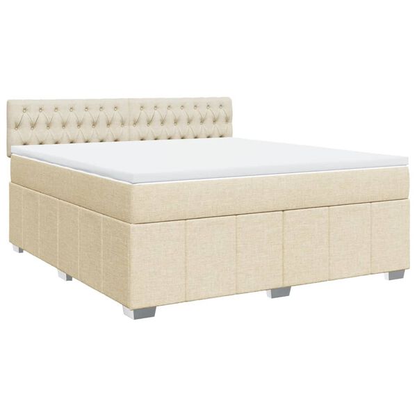 vidaXL Sommier &agrave; lattes de lit avec matelas Cr&egrave;me 180x200 cm Tissu