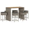vidaXL Ensemble de bar de jardin 7 pcs avec coussins gris poly rotin