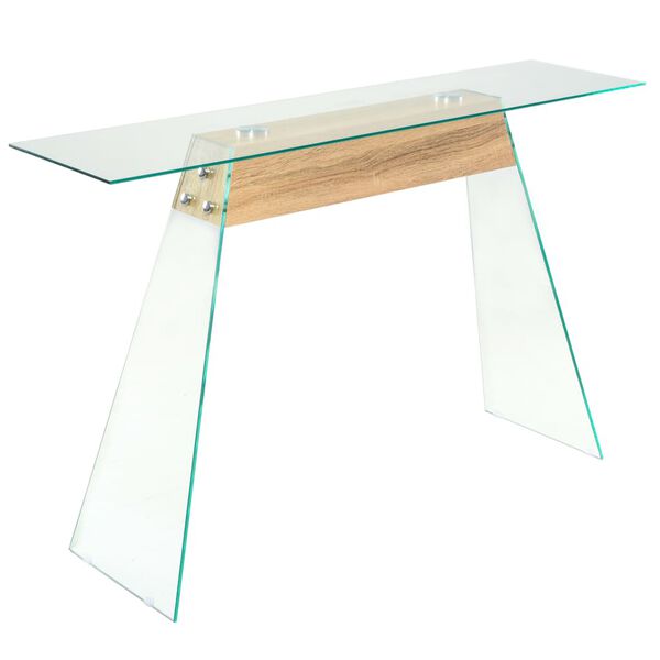 vidaXL Table Console MDF et verre 120 x 30 x 76 cm Couleur de ch&ecirc;ne