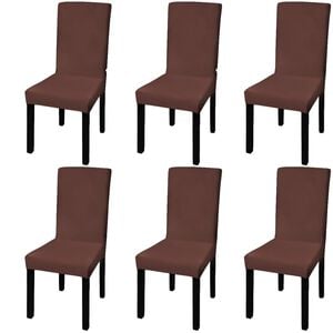 vidaXL Housse de chaise droite extensible 6 pcs marron