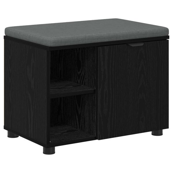 vidaXL Banc d'entr&eacute;e avec coussin Uni Ch&ecirc;ne noir 60 x 38 x 46 cm
