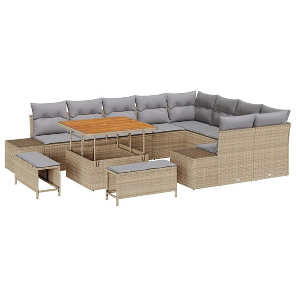 vidaXL Ensemble de canap&eacute; de jardin 12 pcs Beige et Gris clair