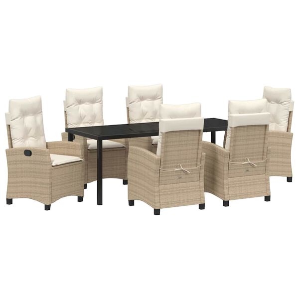 vidaXL Ensemble de salle &agrave; manger pour jardin 7 pcs Beige polyrotin