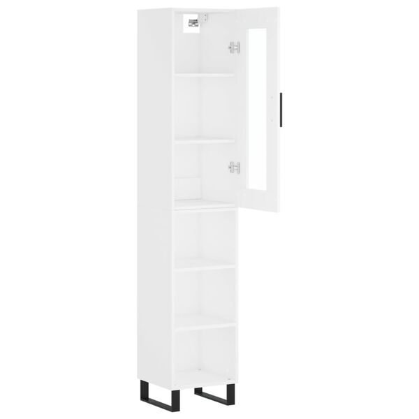 vidaXL Buffet haut Blanc 34,5x34x180 cm Bois d'ing&eacute;nierie