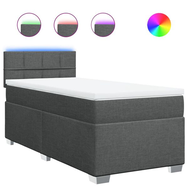 vidaXL Sommier &agrave; lattes de lit avec matelas Gris fonc&eacute; 80x200 cm Tissu