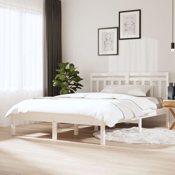 vidaXL Cadre de lit sans matelas blanc bois massif 140x200 cm
