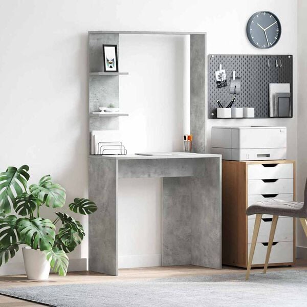 vidaXL Bureau Gris b&eacute;ton 78.5 x 37 x 154.5 cm Bois d'ing&eacute;nierie