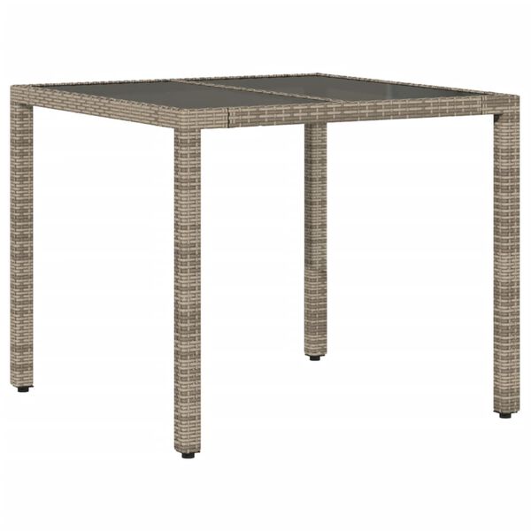 vidaXL Ensemble &agrave; manger de jardin et coussins 3 pcs gris rotin verre