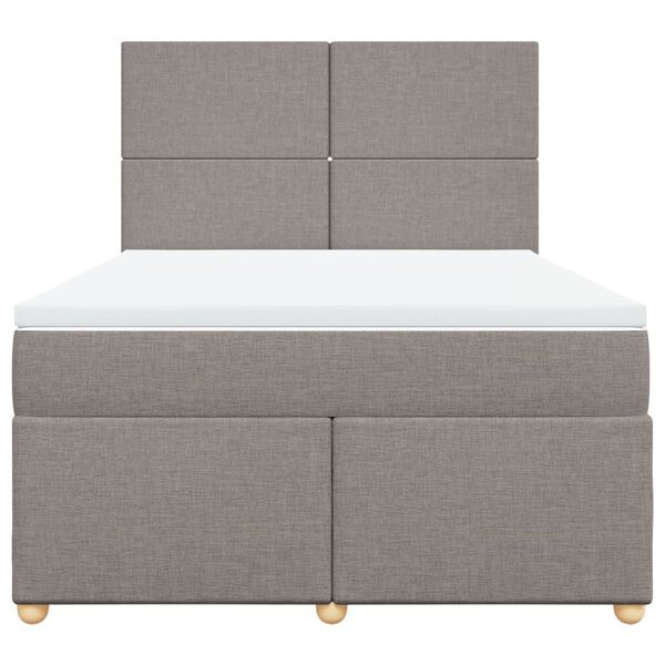 vidaXL Sommier &agrave; lattes de lit avec matelas Taupe 140x200 cm Tissu