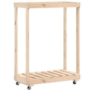 vidaXL Porte-b&ucirc;ches avec roulettes 76,5x40x108 cm bois massif de pin