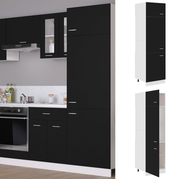 vidaXL Armoire r&eacute;frig&eacute;r&eacute;e "Lyon" Noir 60 x 57 x 207 cm Bois d'ing&eacute;nierie