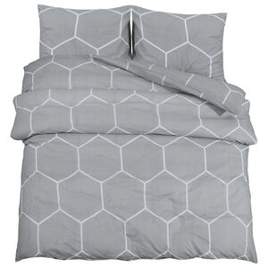 vidaXL Ensemble de housse de couette gris et blanc 140x200 cm coton