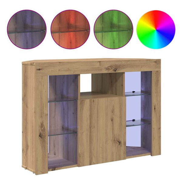 vidaXL Meuble TV LED d'Angle Montage mural Ch&ecirc;ne artisanal 100x40x68cm
