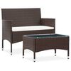 vidaXL Salon de jardin 2 pcs avec coussin R&eacute;sine tress&eacute;e Marron