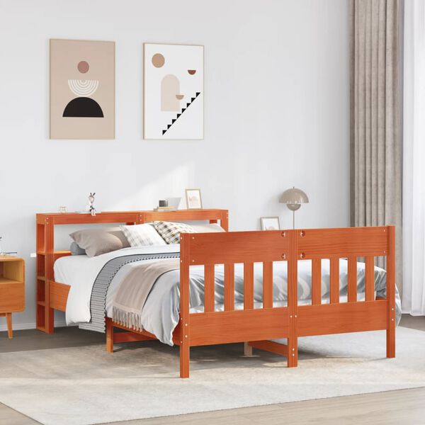 vidaXL Cadre de lit sans matelas cire marron 150x200cm bois pin massif