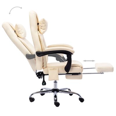 vidaXL Chaise de bureau de massage Crème Similicuir
