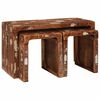 vidaXL Table Gigogne 3 pcs Marron Bois Recycl&eacute; Solide
