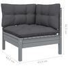 vidaXL Salon de jardin 4 pcs avec coussins Gris Bois de pin