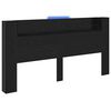 vidaXL T&ecirc;te de lit de rangement avec LED Ch&ecirc;ne noir Bois d'ing&eacute;nierie