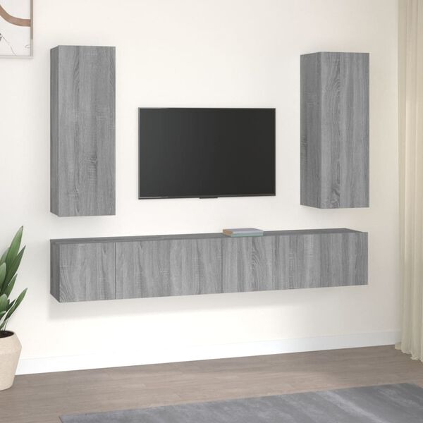 vidaXL Ensemble de meubles TV 5 pcs Sonoma gris Bois d'ing&eacute;nierie