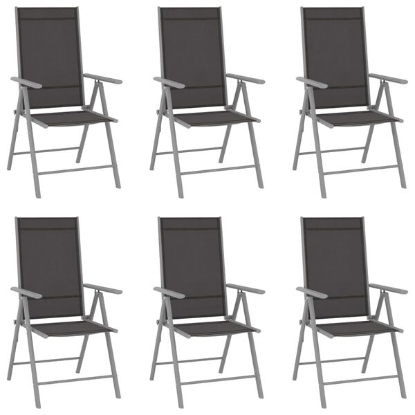 vidaXL Chaises de jardin pliables lot de 6 Textil&egrave;ne Noir