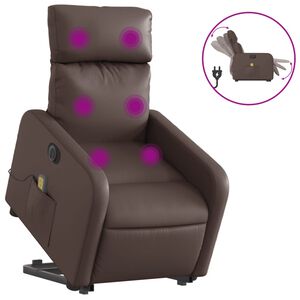 vidaXL Fauteuil inclinable de massage &eacute;lectrique marron similicuir