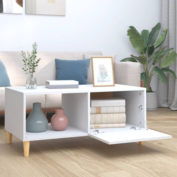 vidaXL Table basse blanc 89,5x50x40 cm bois d'ing&eacute;nierie