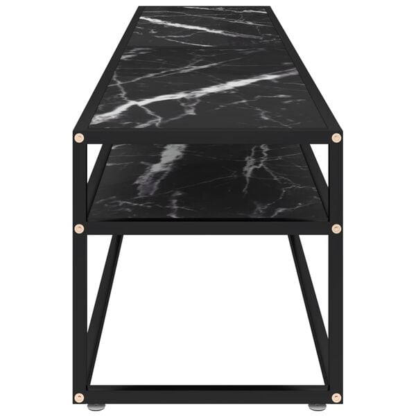 vidaXL Meuble TV marbre noir 180x40x40,5 cm verre tremp&eacute;
